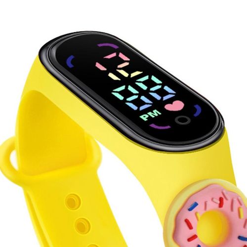 Cartoon Kids Electronic Watch Large Font Screen-Yellow