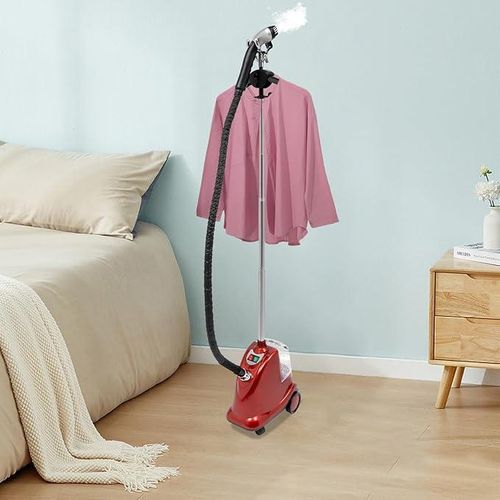 Sokany 2200 W Garment Steamer - Professional Steamer for Textile Types, Vertical Steam Iron with 3 L Water Tank, Antibacterial Steam Brush, Three Levels Adjustable (Black + Red)