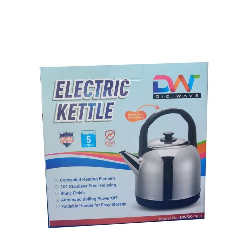 Digiwave 5 Liters Large Electric Kettle That Boils Water Fast-Silver