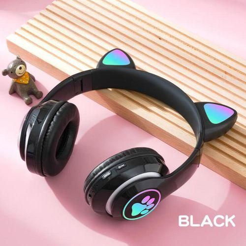 Cat Ear Wireless Bluetooth Headset Stereo Headphones Black