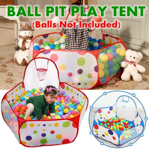 Kids Ball Play Tent Portable Fun Play House Ball Pit Pool Playpen with Basketball Hoop - Great Indoor Outdoor Toddler Toys-(Ball Pit with Basketball Hoop) Blue+1.5m