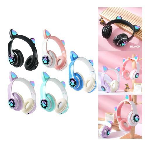 Cat Ear Wireless Bluetooth Headset Stereo Headphones Black