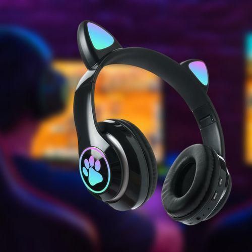 Cat Ear Wireless Bluetooth Headset Stereo Headphones Black