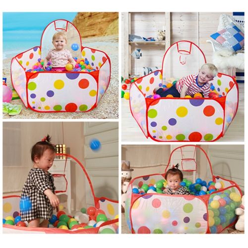Kids Ball Play Tent Portable Fun Play House Ball Pit Pool Playpen with Basketball Hoop - Great Indoor Outdoor Toddler Toys-(Ball Pit with Basketball Hoop) Blue+1.5m