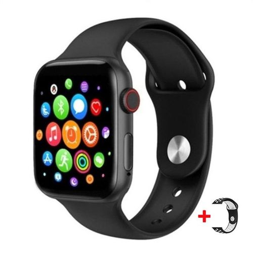 Strap Black Smart Watch Men Women Health Watch for iOS & Android- Black