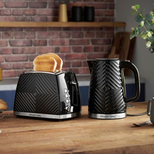 Russell Hobbs Textured Electric Kettle, Textured Fast Boil Energy Efficient Cordless Kettle With Perfect Pour, 1.7 Litre, 3000 Watts, 910g Black