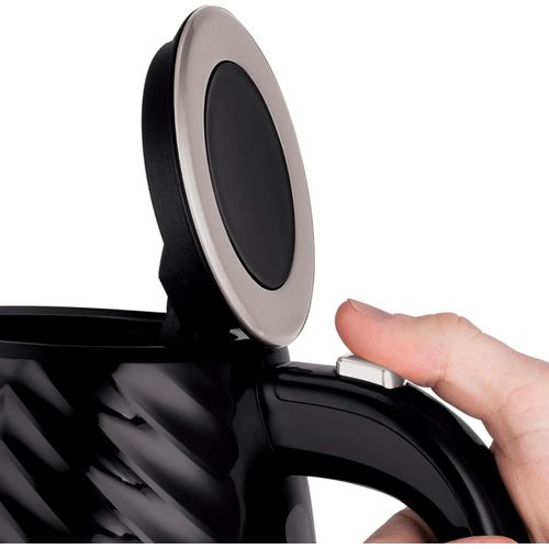 Russell Hobbs Textured Electric Kettle, Textured Fast Boil Energy Efficient Cordless Kettle With Perfect Pour, 1.7 Litre, 3000 Watts, 910g Black