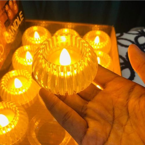 Genetic Elegant Lifestyle Unqiue LED Diya Light Showpiece Candle For Diwali Pooja Christmas Valentine Home Plastic Table Diya Set