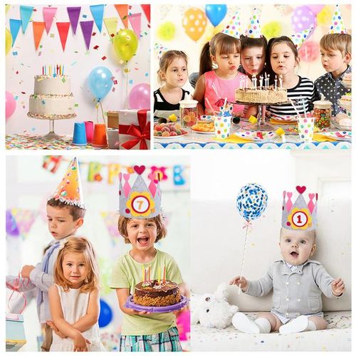 Children Day Handmade Birthday Party Hat Interchangeable Numbers Crown Adjustable Size for Girls Boys Birthday Party Decor