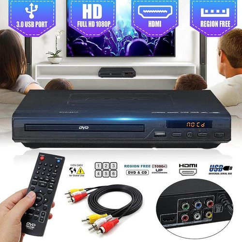 110V-240V 15W LCD DVD Player Compact Multi Region Video HDMI CD USB 3.0 + Remote