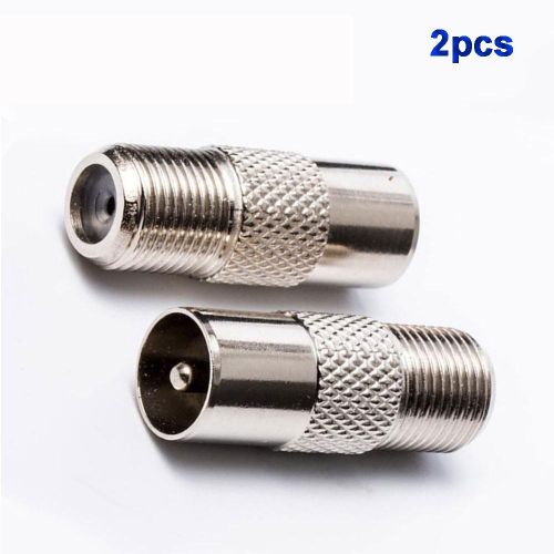 LANFY 2pcs Adaptor TV F To RF male Connector 9.5mm Aerial F Female RF Coax PAL Antenna Plug Converter/Multicolor