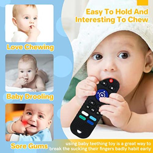 Silicone Sleeve Baby Chew Toys Remote Control Shape Teething Toys for Boys & Girls Early Education