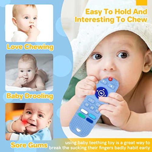 Silicone Sleeve Baby Chew Toys Remote Control Shape Teething Toys for Boys & Girls Early Education