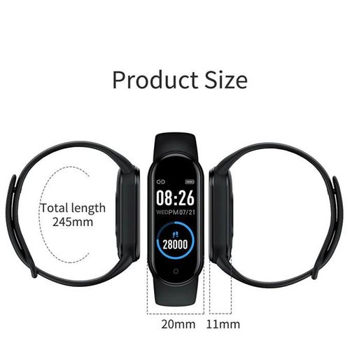M6 Black Smart Bracelet Men Women Waterproof Bracelet for Ios Android