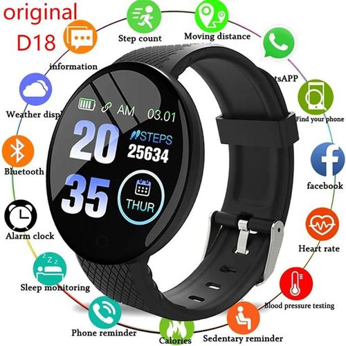 D18 1.44-inch sports smart watch round screen smart bracelet heart rate blood pressure sleep monitor