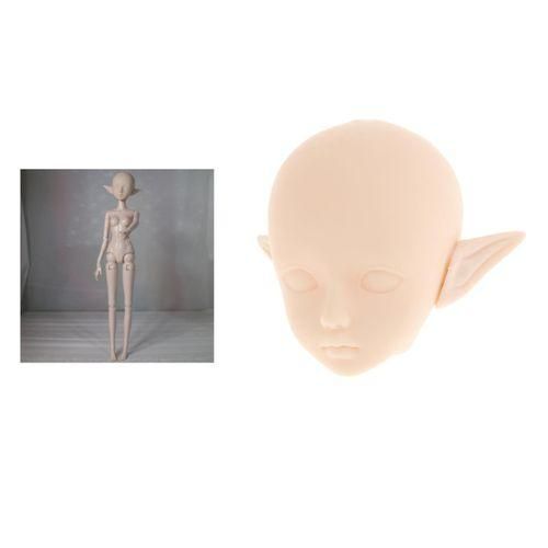 1:6 Scale Nude Doll Head Normal Skin DIY Female Elf Ears