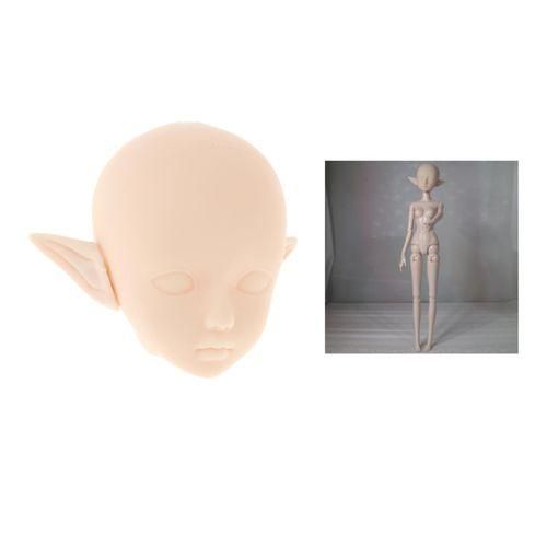 1:6 Scale Nude Doll Head Normal Skin DIY Female Elf Ears