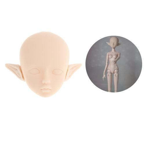 1:6 Scale Nude Doll Head Normal Skin DIY Female Elf Ears