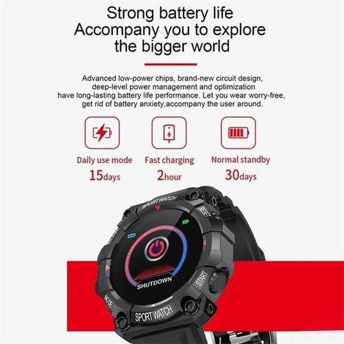 Black FD68 Smart Life Waterproof Watch for iOS Android