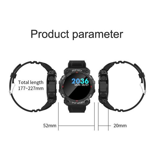 Black FD68 Smart Life Waterproof Watch for iOS Android