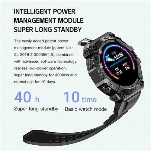 Black FD68 Smart Life Waterproof Watch for iOS Android