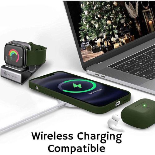 Apple Silicone Phone Case For Iphone 11 12 13 14 15 Pro Max X Xs Max Shockproof Case Cover-Green..