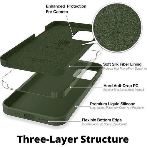 Apple Silicone Phone Case For Iphone 11 12 13 14 15 Pro Max X Xs Max Shockproof Case Cover-Green..
