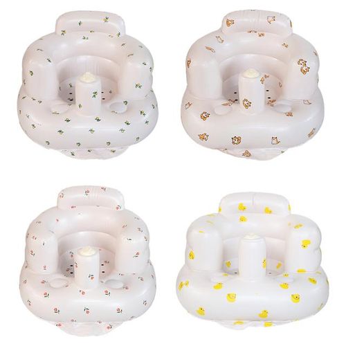 Multifunctional PVC Cute Bathroom Baby Sofa with Cotton Learning to Sit Infant Toddler Inflatable Seat Chair Bathing Stool