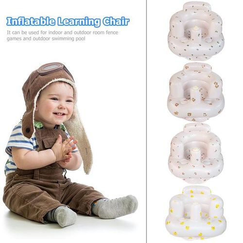 Multifunctional PVC Cute Bathroom Baby Sofa with Cotton Learning to Sit Infant Toddler Inflatable Seat Chair Bathing Stool