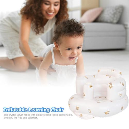 Multifunctional PVC Cute Bathroom Baby Sofa with Cotton Learning to Sit Infant Toddler Inflatable Seat Chair Bathing Stool