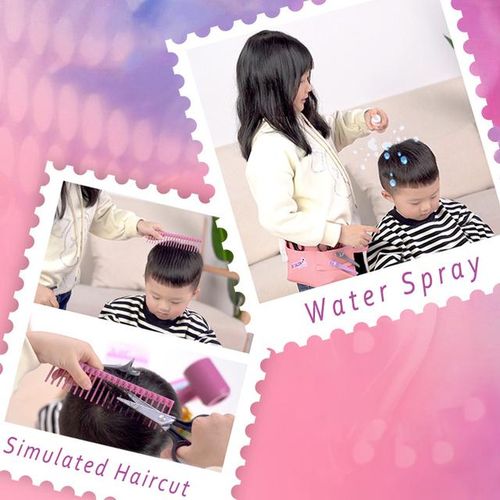 Kids Toys Pretend Play Hairdressing Hair Simulation Game Children Hair Styling Tools Blow Dryer Curler Makeup Kit Toys For
