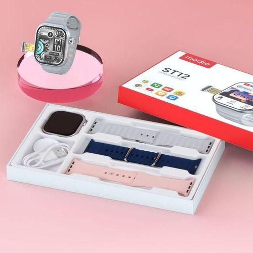 Modio ST12 4G Network 2.2 inch Smartwatch with 3 Pairs Strap Simcard Slot And Camera- Multicolor