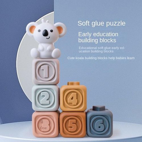 Montessori Baby Blocks Toy for Newborns 0 12 Months Silicone Soft Cubes for Babies Boy 1 Year Stacking Bath Toy Teethers