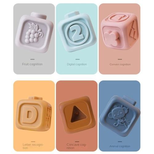 Montessori Baby Blocks Toy for Newborns 0 12 Months Silicone Soft Cubes for Babies Boy 1 Year Stacking Bath Toy Teethers