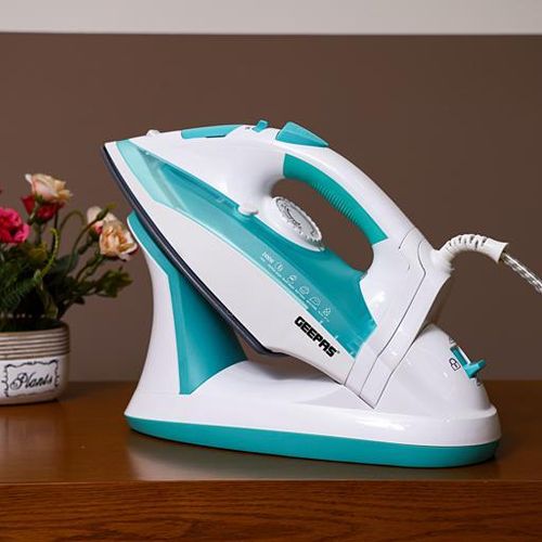 Geepas Cordless/Corded Steam Iron Wet and Dry Steam Iron Box Handy Design with Powerful Burst Steam,Anti-Drip Function-Multi