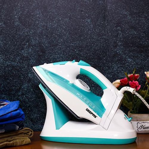 Geepas Cordless/Corded Steam Iron Wet and Dry Steam Iron Box Handy Design with Powerful Burst Steam,Anti-Drip Function-Multi