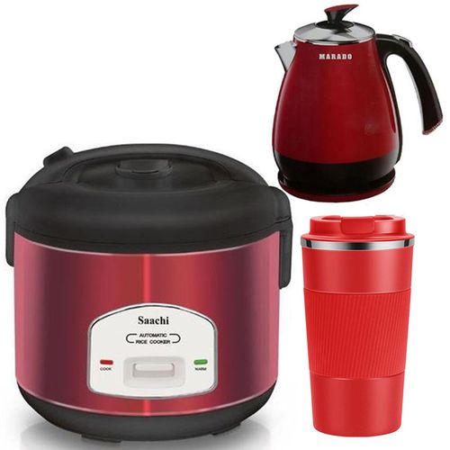 Saachi Bundle Of Kettle,2L,Rice Cooker 1.8 L,Cup-Red