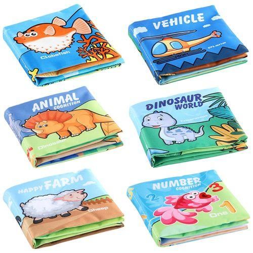 6x Soft Baby Cloth Book Brain Development Crinkle Book For