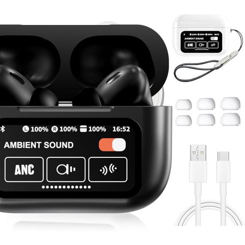 LCD Touchscreen wireless/bluetooth noise cancelling earpods