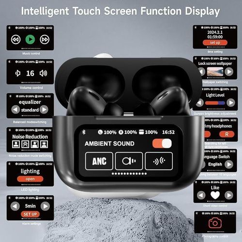 LCD Touchscreen wireless/bluetooth noise cancelling earpods