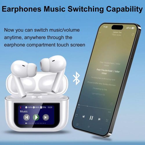 LCD Touchscreen wireless/bluetooth noise cancelling earpods