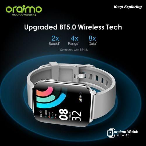 Oraimo Smart Watch OSW-16 Silver Edition Curved Display Water Proof - Silver