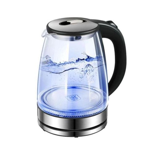 Hoffmans Electric Glass Kettle 2ltr, Transparent Electric Kettle (Pacolator) with Blue LED Indicator Light and Push Button, BPA - Free, Fast - Boiling Water Heater, Auto Shut - Off & Boil - Dry Protection, For Home Office Hotel Restaurant