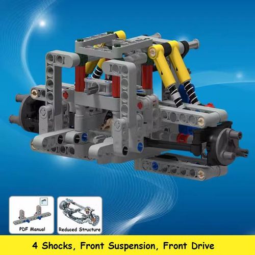Technical Parts Building Blocks Car Chassis Kit 4WD 4 Wheel Drive Vehicles MOC Shock Steering Drive Front/Rear Suspension