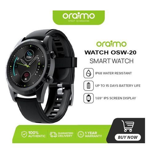 Oraimo OSW 20 Tempo Waterproof Health Monitoring Smartwatch &ndash; Black