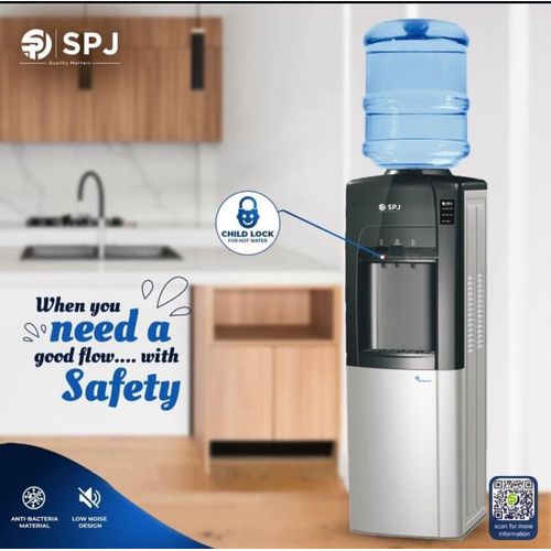 SPJ  Hot, Normal & Cold 3 Taps Free Standing Water Dispenser With Refrigerator, Grey.
