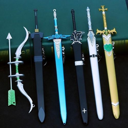 22cm Elucidator Anime Art Online Kirito Yuuki Asuna Blue Rose Real Steel Not Sharpened Katana Japanese Toys