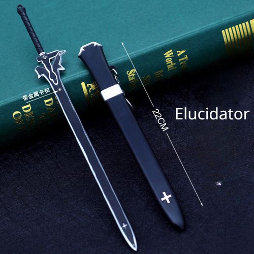 22cm Elucidator Anime Art Online Kirito Yuuki Asuna Blue Rose Real Steel Not Sharpened Katana Japanese Toys