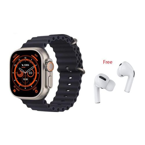 Ultra Smart Watch Plus Free Earbud - Black