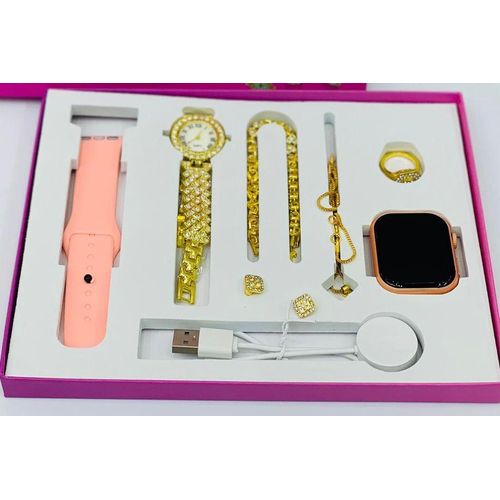 Adorable Smartwatch and Jewelry Set, Watch, Necklace, Ring, Earrings, Bracelet - Multicolour